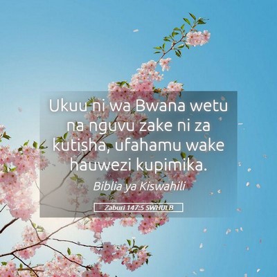 Picture 05 - Zaburi 147:5 SWHULB - Ukuu ni wa Bwana wetu na nguvu zake ni za - Bible Verse Picture