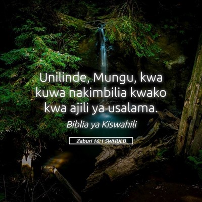 Picture 05 - Zaburi 16:1 SWHULB - Unilinde, Mungu, kwa kuwa nakimbilia kwako kwa - Bible Verse Picture
