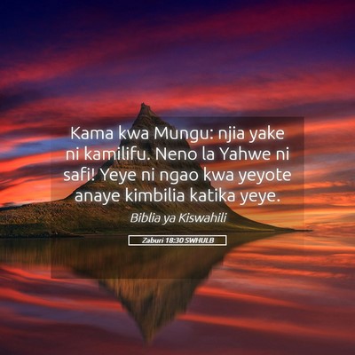 Picture 05 - Zaburi 18:30 SWHULB - Kama kwa Mungu: njia yake ni kamilifu. Neno la - Bible Verse Picture