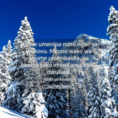 Picture 05 - Zaburi 18:35 SWHULB - Wewe umenipa mimi ngao ya wokovu. Mkono wako wa - Bible Verse Picture