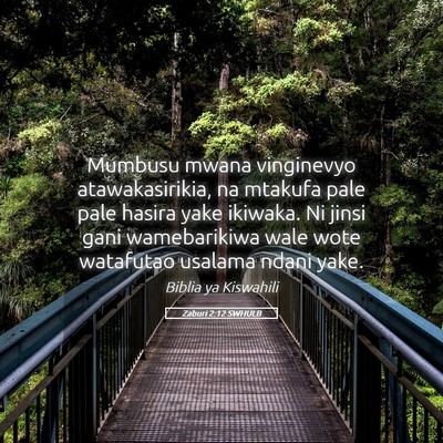 Picture 05 - Zaburi 2:12 SWHULB - Mumbusu mwana vinginevyo atawakasirikia, na - Bible Verse Picture