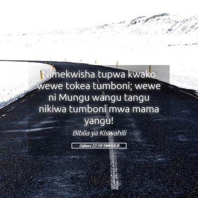Picture 05 - Zaburi 22:10 SWHULB - Nimekwisha tupwa kwako wewe tokea tumboni; wewe - Bible Verse Picture