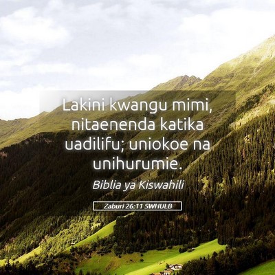 Picture 05 - Zaburi 26:11 SWHULB - Lakini kwangu mimi, nitaenenda katika uadilifu; - Bible Verse Picture