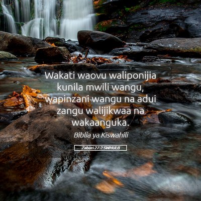 Picture 05 - Zaburi 27:2 SWHULB - Wakati waovu waliponijia kunila mwili wangu, - Bible Verse Picture