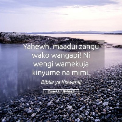 Picture 05 - Zaburi 3:1 SWHULB - Yahewh, maadui zangu wako wangapi! Ni wengi - Bible Verse Picture