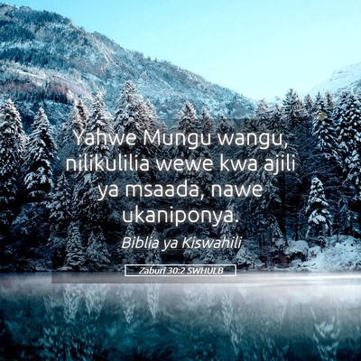 Picture 05 - Zaburi 30:2 SWHULB - Yahwe Mungu wangu, nilikulilia wewe kwa ajili ya - Bible Verse Picture
