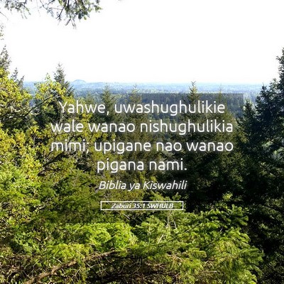 Picture 05 - Zaburi 35:1 SWHULB - Yahwe, uwashughulikie wale wanao nishughulikia - Bible Verse Picture