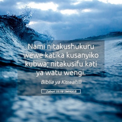 Picture 05 - Zaburi 35:18 SWHULB - Nami nitakushukuru wewe katika kusanyiko kubwa; - Bible Verse Picture