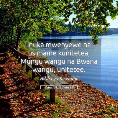 Picture 05 - Zaburi 35:23 SWHULB - Inuka mwenyewe na usimame kunitetea; Mungu wangu - Bible Verse Picture