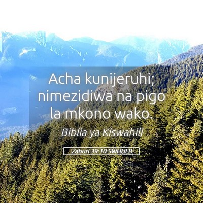 Picture 05 - Zaburi 39:10 SWHULB - Acha kunijeruhi; nimezidiwa na pigo la mkono - Bible Verse Picture