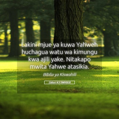Picture 05 - Zaburi 4:3 SWHULB - Lakini mjue ya kuwa Yahweh huchagua watu wa - Bible Verse Picture