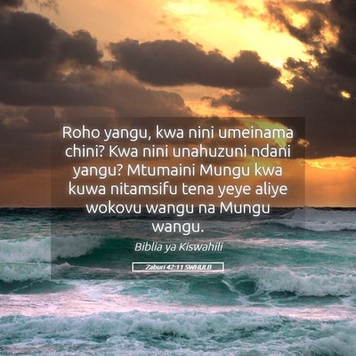 Picture 05 - Zaburi 42:11 SWHULB - Roho yangu, kwa nini umeinama chini? Kwa nini - Bible Verse Picture