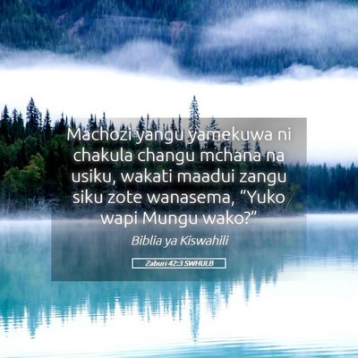 Picture 05 - Zaburi 42:3 SWHULB - Machozi yangu yamekuwa ni chakula changu mchana - Bible Verse Picture