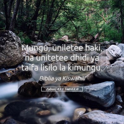 Picture 05 - Zaburi 43:1 SWHULB - Mungu, uniletee haki, na unitetee dhidi ya taifa - Bible Verse Picture
