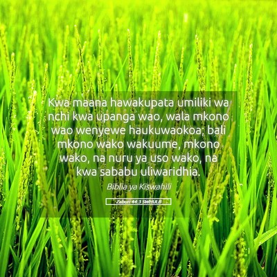 Picture 05 - Zaburi 44:3 SWHULB - Kwa maana hawakupata umiliki wa nchi kwa upanga - Bible Verse Picture