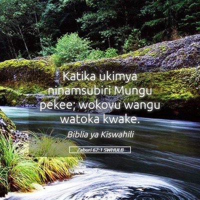 Picture 05 - Zaburi 62:1 SWHULB - Katika ukimya ninamsubiri Mungu pekee; wokovu - Bible Verse Picture
