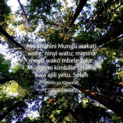 Picture 05 - Zaburi 62:8 SWHULB - Mwaminini Mungu wakati wote, ninyi watu; mimina - Bible Verse Picture