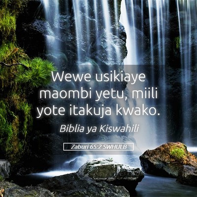 Picture 05 - Zaburi 65:2 SWHULB - Wewe usikiaye maombi yetu, miili yote itakuja - Bible Verse Picture