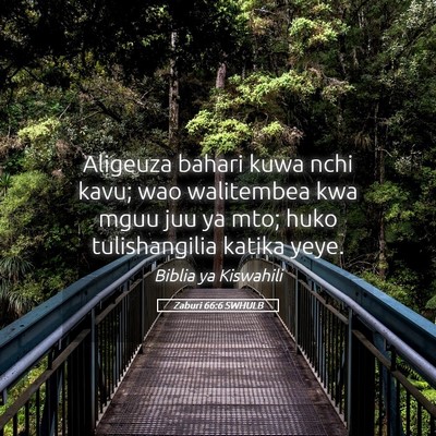 Picture 05 - Zaburi 66:6 SWHULB - Aligeuza bahari kuwa nchi kavu; wao walitembea - Bible Verse Picture