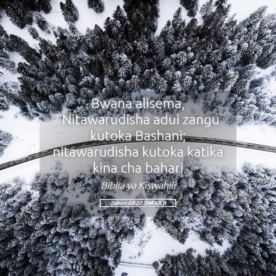 Picture 05 - Zaburi 68:22 SWHULB - Bwana alisema, “Nitawarudisha adui zangu kutoka - Bible Verse Picture