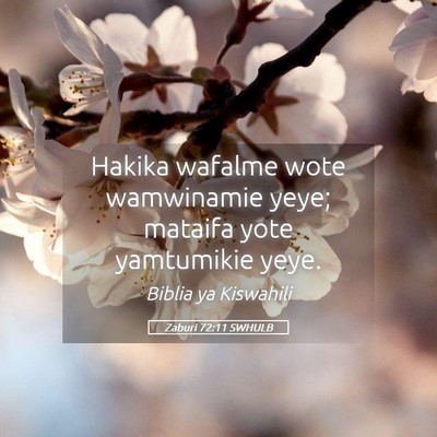 Picture 05 - Zaburi 72:11 SWHULB - Hakika wafalme wote wamwinamie yeye; mataifa yote - Bible Verse Picture