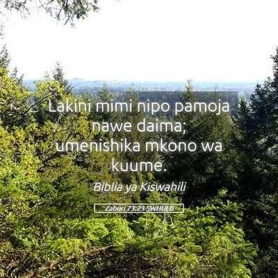 Picture 05 - Zaburi 73:23 SWHULB - Lakini mimi nipo pamoja nawe daima; umenishika - Bible Verse Picture