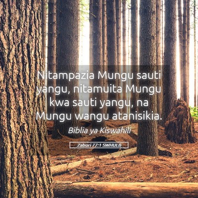 Picture 05 - Zaburi 77:1 SWHULB - Nitampazia Mungu sauti yangu, nitamuita Mungu kwa - Bible Verse Picture