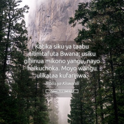 Picture 05 - Zaburi 77:2 SWHULB - Katika siku ya taabu nilimtafuta Bwana; usiku - Bible Verse Picture