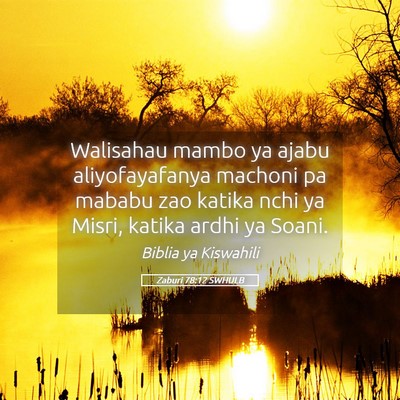 Picture 05 - Zaburi 78:12 SWHULB - Walisahau mambo ya ajabu aliyofayafanya machoni - Bible Verse Picture
