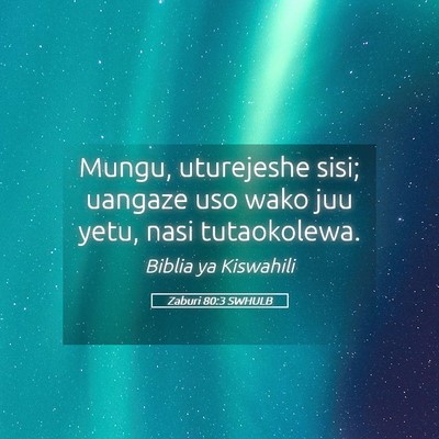 Picture 05 - Zaburi 80:3 SWHULB - Mungu, uturejeshe sisi; uangaze uso wako juu - Bible Verse Picture