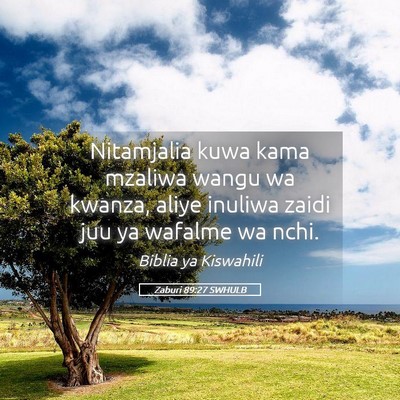 Picture 05 - Zaburi 89:27 SWHULB - Nitamjalia kuwa kama mzaliwa wangu wa kwanza, - Bible Verse Picture