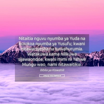 Picture 05 - Zekaria 10:6 SWHULB - Nitaitia nguvu nyumba ya Yuda na kuiokoa nyumba - Bible Verse Picture