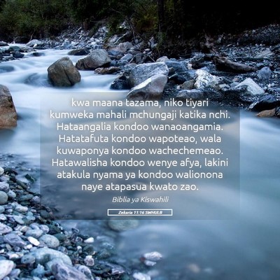 Picture 05 - Zekaria 11:16 SWHULB - kwa maana tazama, niko tiyari kumweka mahali - Bible Verse Picture