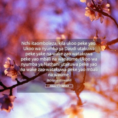 Picture 05 - Zekaria 12:12 SWHULB - Nchi itaomboleza, kila ukoo peke yao. Ukoo wa - Bible Verse Picture