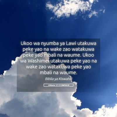 Picture 05 - Zekaria 12:13 SWHULB - Ukoo wa nyumba ya Lawi utakuwa peke yao na wake - Bible Verse Picture