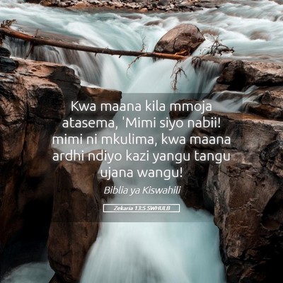 Picture 05 - Zekaria 13:5 SWHULB - Kwa maana kila mmoja atasema, 'Mimi siyo nabii! - Bible Verse Picture