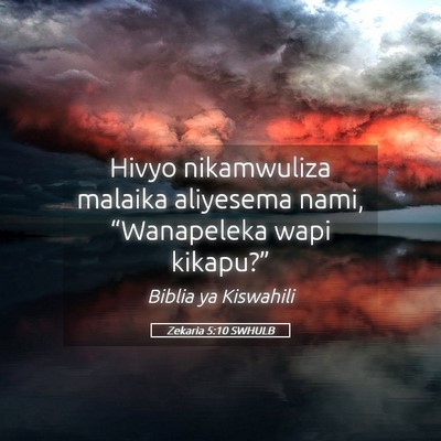 Picture 05 - Zekaria 5:10 SWHULB - Hivyo nikamwuliza malaika aliyesema nami, - Bible Verse Picture