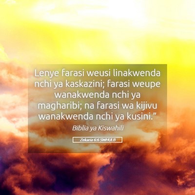 Picture 05 - Zekaria 6:6 SWHULB - Lenye farasi weusi linakwenda nchi ya kaskazini; - Bible Verse Picture