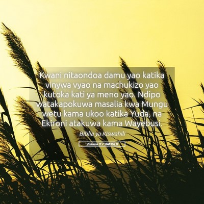 Picture 05 - Zekaria 9:7 SWHULB - Kwani nitaondoa damu yao katika vinywa vyao na - Bible Verse Picture