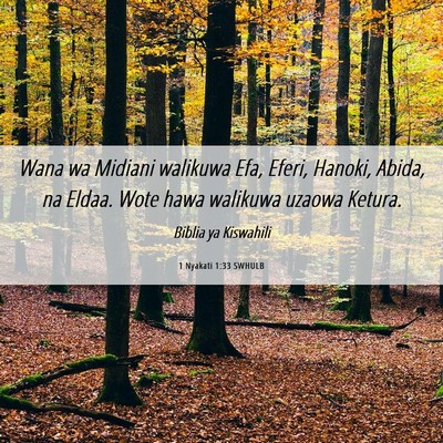 Picture 06 - 1 Nyakati 1:33 SWHULB - Wana wa Midiani walikuwa Efa, Eferi, Hanoki, - Bible Verse Picture