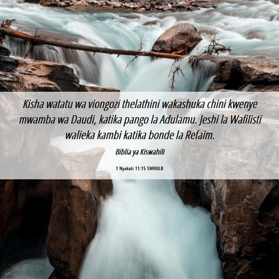 Picture 06 - 1 Nyakati 11:15 SWHULB - Kisha watatu wa viongozi thelathini wakashuka - Bible Verse Picture