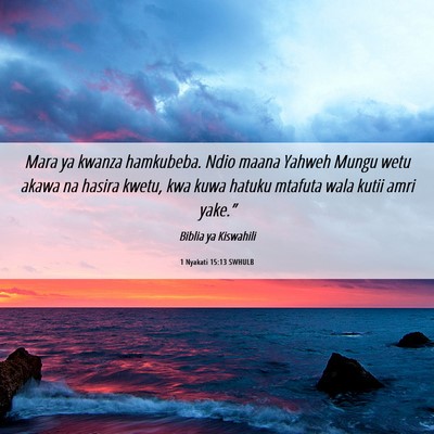 Picture 06 - 1 Nyakati 15:13 SWHULB - Mara ya kwanza hamkubeba. Ndio maana Yahweh Mungu - Bible Verse Picture