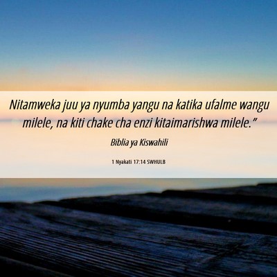 Picture 06 - 1 Nyakati 17:14 SWHULB - Nitamweka juu ya nyumba yangu na katika ufalme - Bible Verse Picture