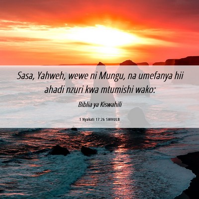 Picture 06 - 1 Nyakati 17:26 SWHULB - Sasa, Yahweh, wewe ni Mungu, na umefanya hii - Bible Verse Picture