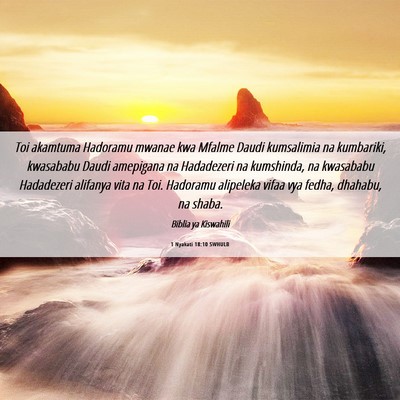Picture 06 - 1 Nyakati 18:10 SWHULB - Toi akamtuma Hadoramu mwanae kwa Mfalme Daudi - Bible Verse Picture