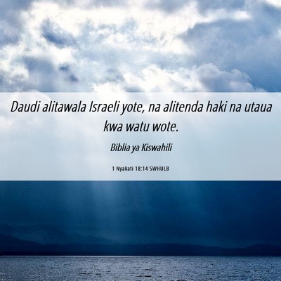 Picture 06 - 1 Nyakati 18:14 SWHULB - Daudi alitawala Israeli yote, na alitenda haki na - Bible Verse Picture