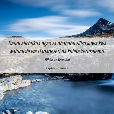 Picture 06 - 1 Nyakati 18:7 SWHULB - Daudi alichukua ngao za dhahabu zilizo kuwa kwa - Bible Verse Picture