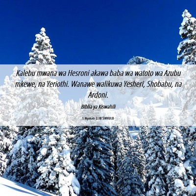 Picture 06 - 1 Nyakati 2:18 SWHULB - Kalebu mwana wa Hesroni akawa baba wa watoto wa - Bible Verse Picture