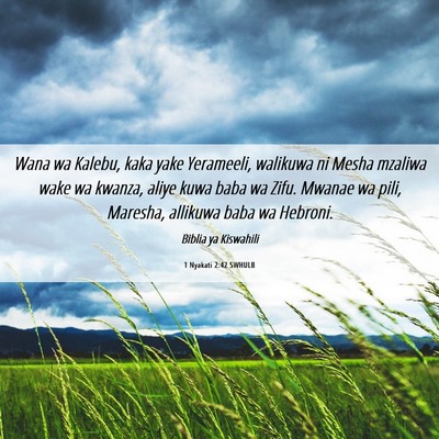 Picture 06 - 1 Nyakati 2:42 SWHULB - Wana wa Kalebu, kaka yake Yerameeli, walikuwa ni - Bible Verse Picture