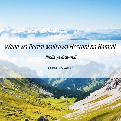 Picture 06 - 1 Nyakati 2:5 SWHULB - Wana wa Peresi walikuwa Hesroni na - Bible Verse Picture